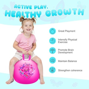Pelota saltarina rosa de 18 pulgadas con asa para niños, juguete inflable para jugar en interiores/exteriores, regalo de juguete de animal inflable. - Product Image 3