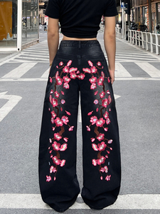 <span class=keywords><strong>Jeans</strong></span> de <span class=keywords><strong>mujer</strong></span> de moda urbana, estilo Y2K, <span class=keywords><strong>negros</strong></span>, con lavado intenso, <span class=keywords><strong>rotos</strong></span>, con bordado de flor de ciruelo, de verano, recién bordados - Product Image 1