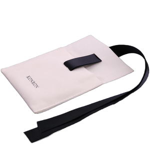 Wholesale Custom Logo Small <b>White</b> Microfiber Fabric Velvet <b>Envelope</b> Ribbon Jewelry Packaging Pouch - Product Image 3