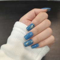 Faux ongles personnalisables en feuille d'argent à presser, carrés moyens, pour usage quotidien, en ABS, 24 pièces