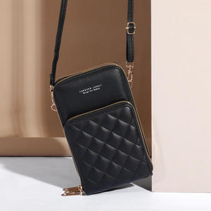Portafoglio in pelle trapuntata alla moda con slot per schede a <span class=keywords><strong>tre</strong></span> <span class=keywords><strong>scomparti</strong></span> per telefono cellulare <span class=keywords><strong>borsa</strong></span> a <span class=keywords><strong>tracolla</strong></span> da donna - Product Image 1