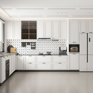 SOFEYIA Armoires de cuisine en <span class=keywords><strong>bois</strong></span> PVC personnalisables Armoires de base d'évier auto-assemblées Fabricants de <span class=keywords><strong>menuiserie</strong></span> MDF pour les villas de Dubaï - Product Image 1