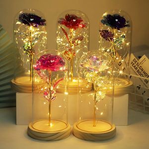 Eternal Rose LED Lamp <b>Light</b> Forever Valentines & Mothers Day Glass Dome <b>Flower</b> 24K Gold Galaxy Rose Decorative Lighting - Product Image 3