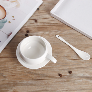 Ensemble de tasses et d'assiettes en céramique blanche de marque pour hôtels, restaurants, vente en gros - Product Image 4