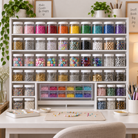 Contenants de rangement pour perles Craft Studio, bocaux transparents en PET avec couvercles pour perles à fusionner en vrac, fournitures de bricolage, organisation, vente en gros