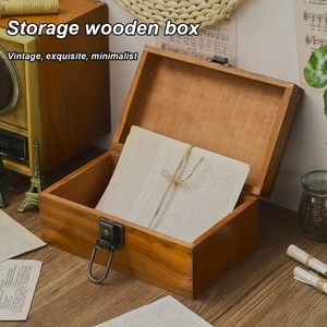 Bois Vintage fait à la main artisanat grande boîte avec serrure et clé en bois souvenir boîte esthétique chambre déco salle de bain chambre accessoires - Product Image 2