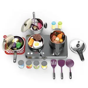 Emulation Kitchen Induction Stainless Steel Cookware Pots And Pans Utensils Children Cooking Game Tableware Toys