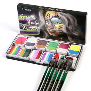 Ensemble de maquillage professionnel Halloween Cosplay couleur personnalisée arc-en-ciel UV néon lueur lumière noire peinture pour le visage et le corps avec brosse en éventail - Product Image 6
