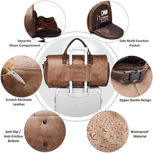 Sac à vêtements Spot Carry, sac à bagages en cuir de voyage, sac de voyage <span class=keywords><strong>convertible</strong></span> pour hommes avec compartiment à chaussures - Product Image 5