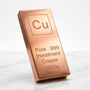 Pure .999 Investment Copper Bar 1000g Non-Alloy Square <b>Shape</b> - Product Image 1
