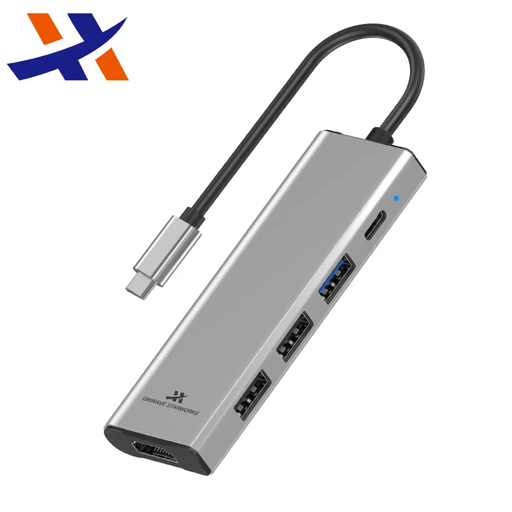 卸売価格5 in 1ポートハブType-C 5Gbps PD3.0PD100Wサポート4K30HzUSB3.0 USB2.0ドッキングステーションPCラップトップ用