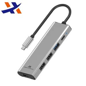 Harga grosir 5 in 1 port Hub tipe-c 5Gbps PD3.0 PD100W mendukung 4K30Hz USB3.0 USB2.0 stasiun dok untuk PC Laptop