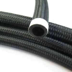 SAE J1532 An4 An6 An8 An10 An12 An16 Ss Braided Oil Cooler Hose Black Nylon Outside Rubber Fuel Pipe For Car