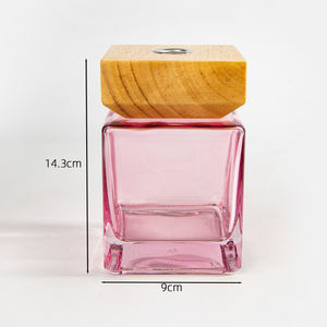 Botella de perfume difusora de aromaterapia cuadrada al por mayor tamaños grandes botella difusora de caña vacía de 500Ml con tapa de madera - Product Image 2