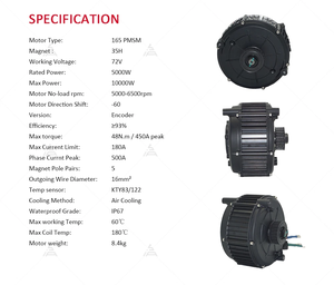 Kits de moteur de vélo SIAECOSYS QS165 V2 5000W 72V 35H, état neuf, encodeur, moteur central ND72490B 270A 490A, contrôleur de vitesse à onde sinusoïdale - Product Image 5