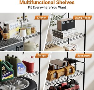 Giá lưu trữ lưới kim loại nặng 5 lớp với bánh xe vạn năng xoay 360 độ 4 tầng cho nhà kho và siêu thị - Product Image 6