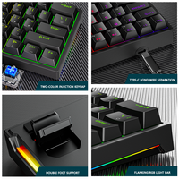 Keyboard Mekanik Gaming 60 Tombol Mini dengan Lampu Latar RGB LED 61 Tombol Kustom untuk Laptop Komputer