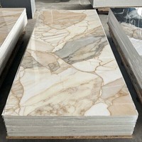 Panneau mural en PVC imitation marbre brillant UV de style moderne 1,22 x 2,44 m pour décoration intérieure