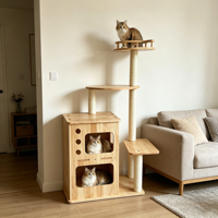 Meubles pour chats de luxe durables et écologiques en gros : Grande tour griffoir, condo, arbre à grimper et maison pour chats de grande taille avec base stable
