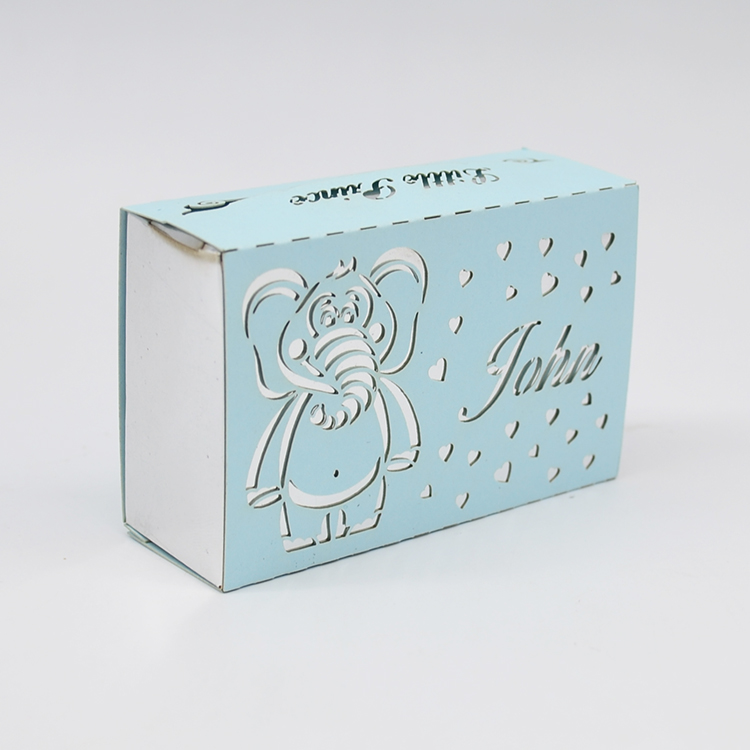 metallic silver inside box, light blue outside wrap
