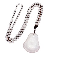 2025 Nouveau Collier Bouddha Perlé en Gros Bijoux de Mode Chaîne Pendentif Breloques Statue de Bouddha Rieur en Jade et Cristal pour Unisexe