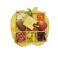Plateau de luxe juif Lucite Simanim Assiette Rosh Hashana Cadeau Rosh Hashanah Plateau personnalisé Judaica Acrylique Simanim Avec Pot De Plat De Miel