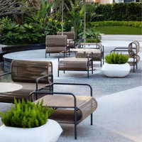Canapé individuel minimaliste d'extérieur en corde d'oléfine double couche courbée, imperméable, avec accoudoirs en option, chaise modulaire pour balcon