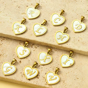 Français Coeur Shell Capital Lettre Initiale En Acier Inoxydable DIY Collier Pendentif pour Femmes A-Z Alphabet Anglais Symbole Chrétien - Product Image 4