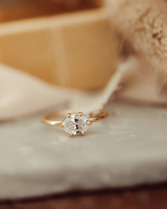 Anillo de Compromiso con Diamante Cultivado en Laboratorio de Corte Ovalado de 1.50 CT, Oro Sólido de 14K con Baño de Rodio, 6 Puntas, Estilo East-West, Anillo de Promesa de Aniversario - Product Image 3
