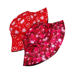 Chất Lượng Hàng Đầu <span class=keywords><strong>Hat</strong></span> Nhà Sản Xuất Tùy Chỉnh Polyester Cotton Đầy Đủ Màu Sắc Trái Tim Ngư Dân Kỹ Thuật Số Thăng Hoa In Ấn Của Phụ Nữ Xô Mũ - Product Image 4