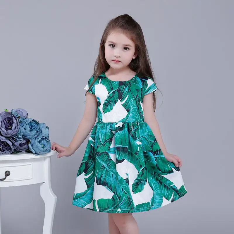 Vestido de fiesta princesa diseño niña flor moda verde y blanco
