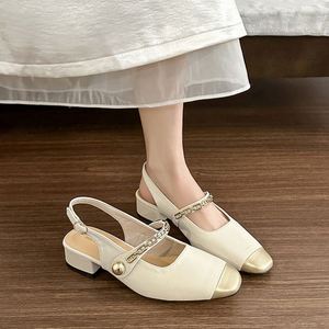2026 New square Toe Backless Low Heel Sandals Women One Strap Color <b>Block</b> Closed Toe Summer Casual Footwear - Product Image 6