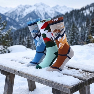 Chaussettes <span class=keywords><strong>de</strong></span> <span class=keywords><strong>ski</strong></span> en laine mérinos à motifs <span class=keywords><strong>de</strong></span> dessins animés pour enfants, chaussettes thermiques pour garçons et filles, chaussettes <span class=keywords><strong>de</strong></span> snowboard d'hiver tricotées, 2 paires - Product Image 4