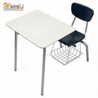 Ensemble Chaise et Bureau Modernes pour Salle de Classe, avec Tiroir de Rangement Intégré, Empilable, pour Collège et Salle de Sport, Mobilier Commercial en Acier