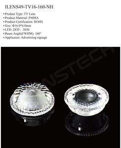 เส้นผ่าศูนย์กลาง16มิลลิเมตรแสงไฟ Led TV เลนส์160องศา Pmma วัสดุเลนส์ - Product Image 3