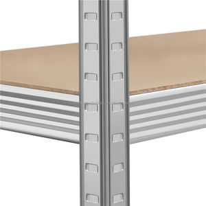 Estantería de Almacenamiento de 5 Niveles, Resistente, Sin Pernos, Ajustable, Galvanizada, de MDF, Diseño Desmontable, para Garaje o Almacén, Color Plateado - Product Image 6