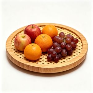 Bamboo Round <b>Storage</b> Tray For Desk Neatening And Organization - Product Image 1