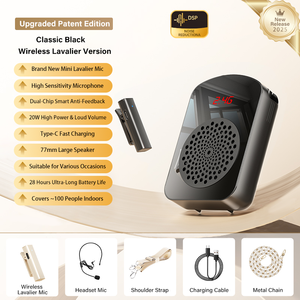 Portable M10 Clip Lapel MIC & Casque Haut-Parleur Boîte de Charge 2-en-1 Son Stéréo 3 Heures Batterie de Travail Outil de Formation Léger - Product Image 5