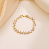 Bracelet Trèfle à Quatre Feuilles en Alliage Entièrement Sertie de Diamants, Nouvelle Tendance Européenne et Américaine, Design de Mode Luxueux, Best-seller Transfrontalier