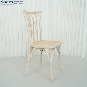 Sedie Rustiche in Legno Massello con Schienale a Croce e Seduta in Rattan per Sala da Pranzo, Interni, Esterni, Matrimoni ed Eventi - Product Image 1