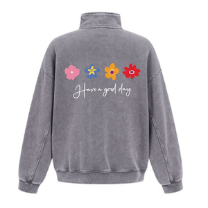 Sweat-shirts d'hiver à motif uni, 100% coton, tissu tricoté chaud, col à capuche brodé, CYS-2680193 - Product Image 1