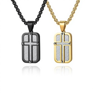 Pendentif <span class=keywords><strong>de</strong></span> mode en acier inoxydable et résine, design original européen, avec <span class=keywords><strong>combinaison</strong></span> mécanique et incrustations <span class=keywords><strong>de</strong></span> sable aléatoire, orné d'un motif croix - Product Image 6
