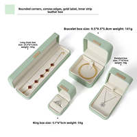 Boîte d'emballage de bijoux de luxe simple en cuir PU et velours à motif uni pour bagues, pendentifs, colliers, bracelets, boucles d'oreilles
