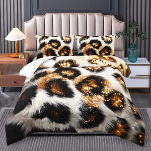 <span class=keywords><strong>Brown</strong></span> Animal In <span class=keywords><strong>Comforter</strong></span> Set - Tiger Leopard Mô Hình Kỹ Thuật Số In Bộ Đồ Giường Với Điền, Đôi/Đầy Đủ/Nữ Hoàng/Vua Kích Thước - Product Image 4