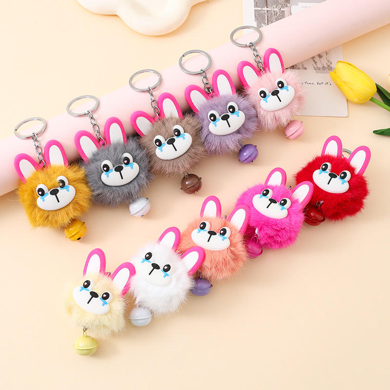 Random 1 pc-Bell long ear rabbit keychain pendant