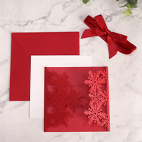 Invitation de mariage luxueuse découpée au laser en forme de flocon de neige, carte pop-up 3D avec nœud et pages intérieures fleuries en aquarelle, pour Noël et anniversaires