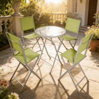 Ensemble de table pliante en fer et verre de luxe moderne, résistant aux intempéries, pour terrasse extérieure, balcon, bistrot, parc et hôtel