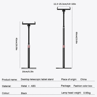 Support de tablette PC en alliage d'aluminium réglable en hauteur BX-08 compatible avec les appareils de 17,3 pouces, support de téléphone portable de bureau portable télescopique 2-en-1