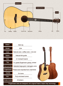 Starway fábrica al por mayor G34 barato 41 pulgadas Guitarra madera guitarra folclórica instrumento de cuerda para principiantes o estudiantes - Product Image 2