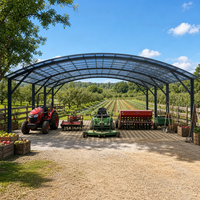 Abri agricole en aluminium avec toit arqué et panneaux en polycarbonate |   Abri pour machines agricoles pour le stockage d'équipements de ferme et de verger